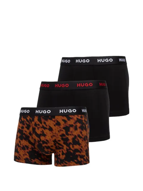 HUGO logo-waistband patterned trunks (set of three)