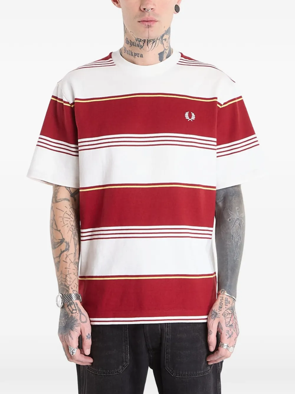 Fred Perry striped T-shirt - Rosso
