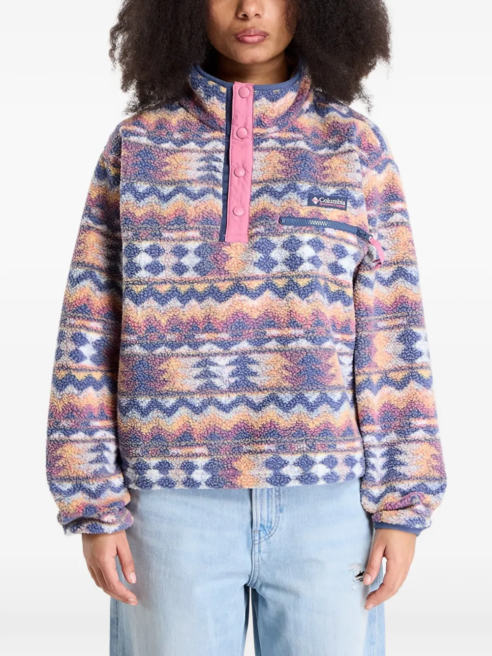 Columbia Helvetia™ II cropped sherpa half-snap printed fleece sweatshirt - Blu