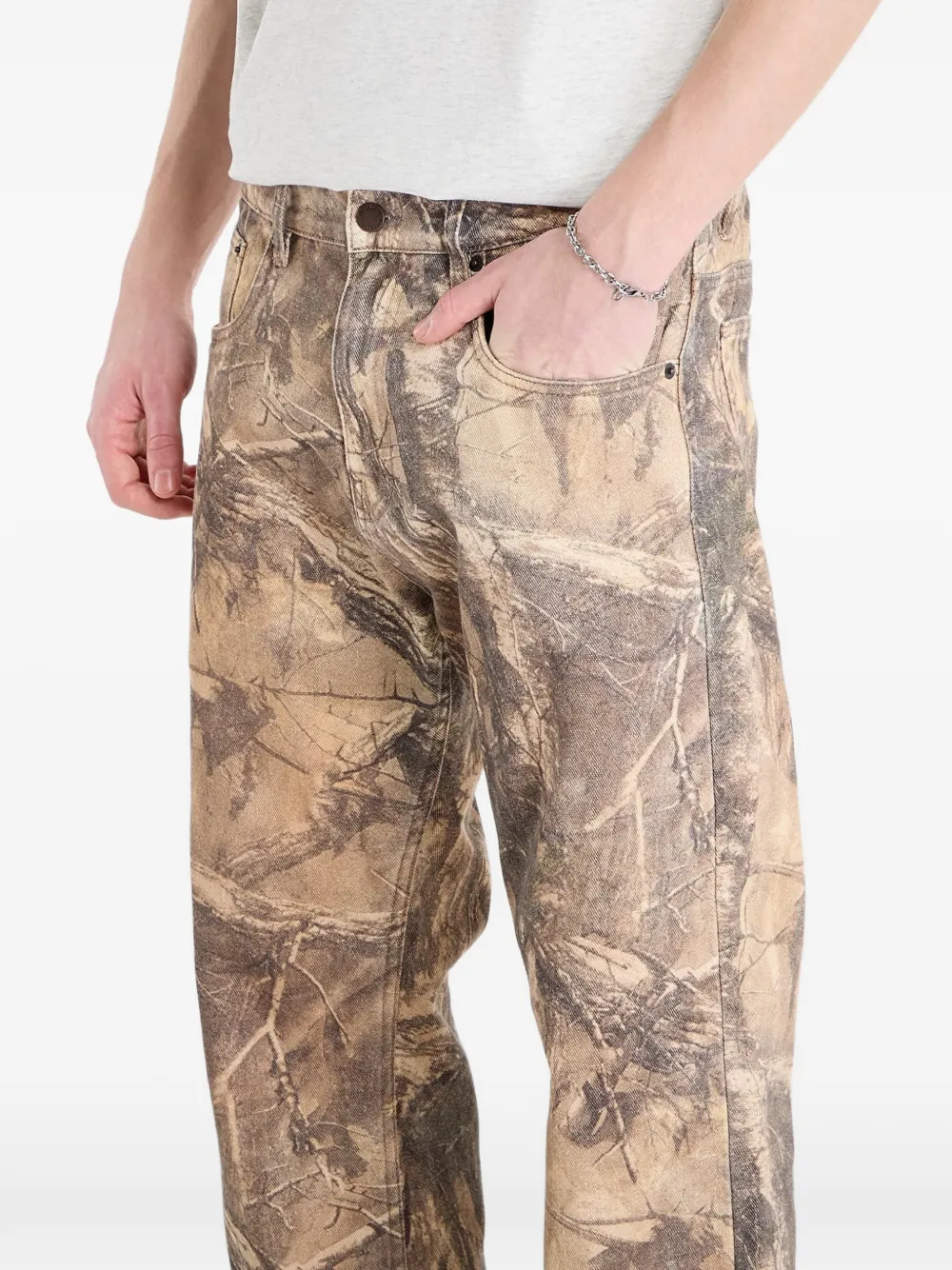 Pleasures Hendrix flared jeans met print Bruin