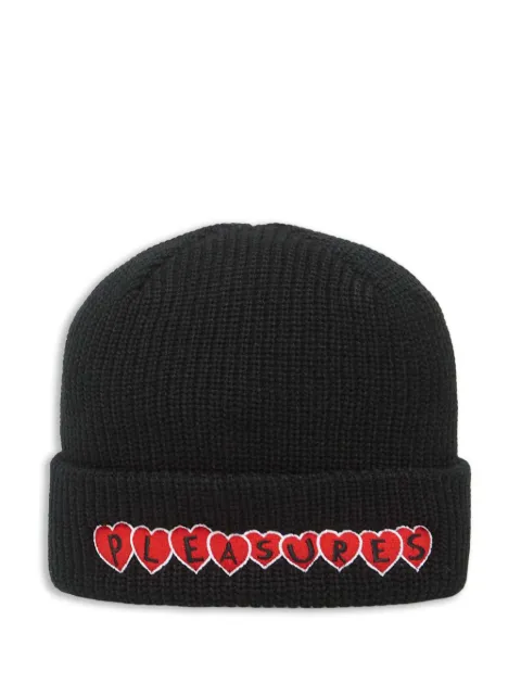 Pleasures hearts-motif beanie hat