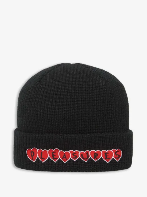 Pleasures hearts-motif beanie hat