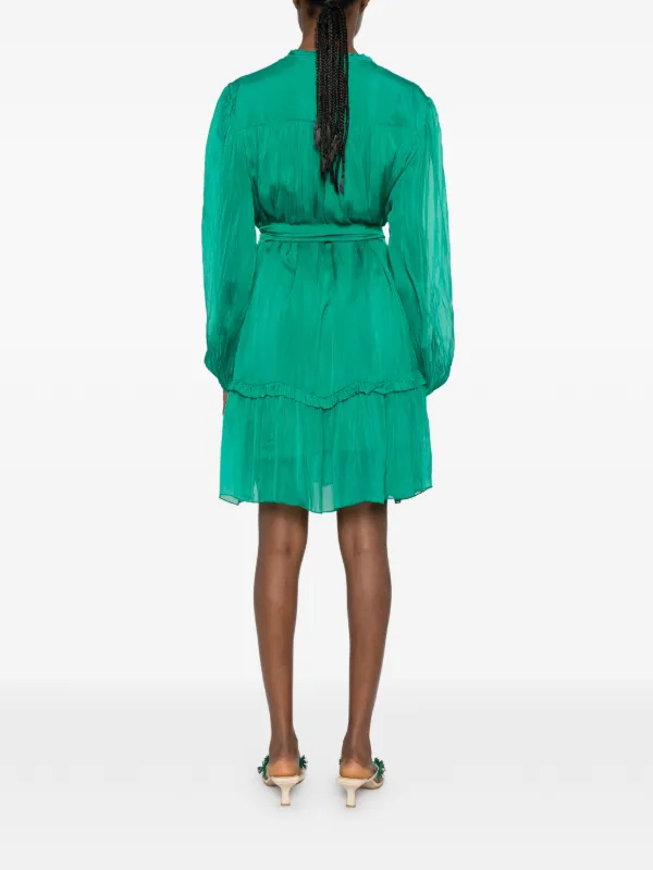 green belted mini dress NWT Bardot Lime Green Sequin Long Sleeve Belted Mini Dress 10