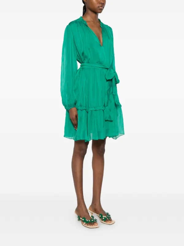 green belted mini dress NWT Bardot Lime Green Sequin Long Sleeve Belted Mini Dress 10
