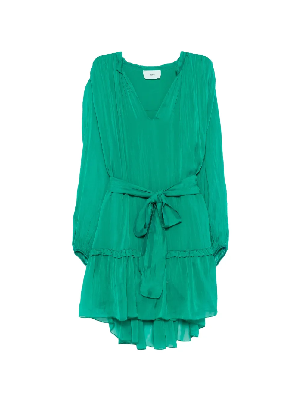SOLOTRE V-neck belted mini dress - Verde
