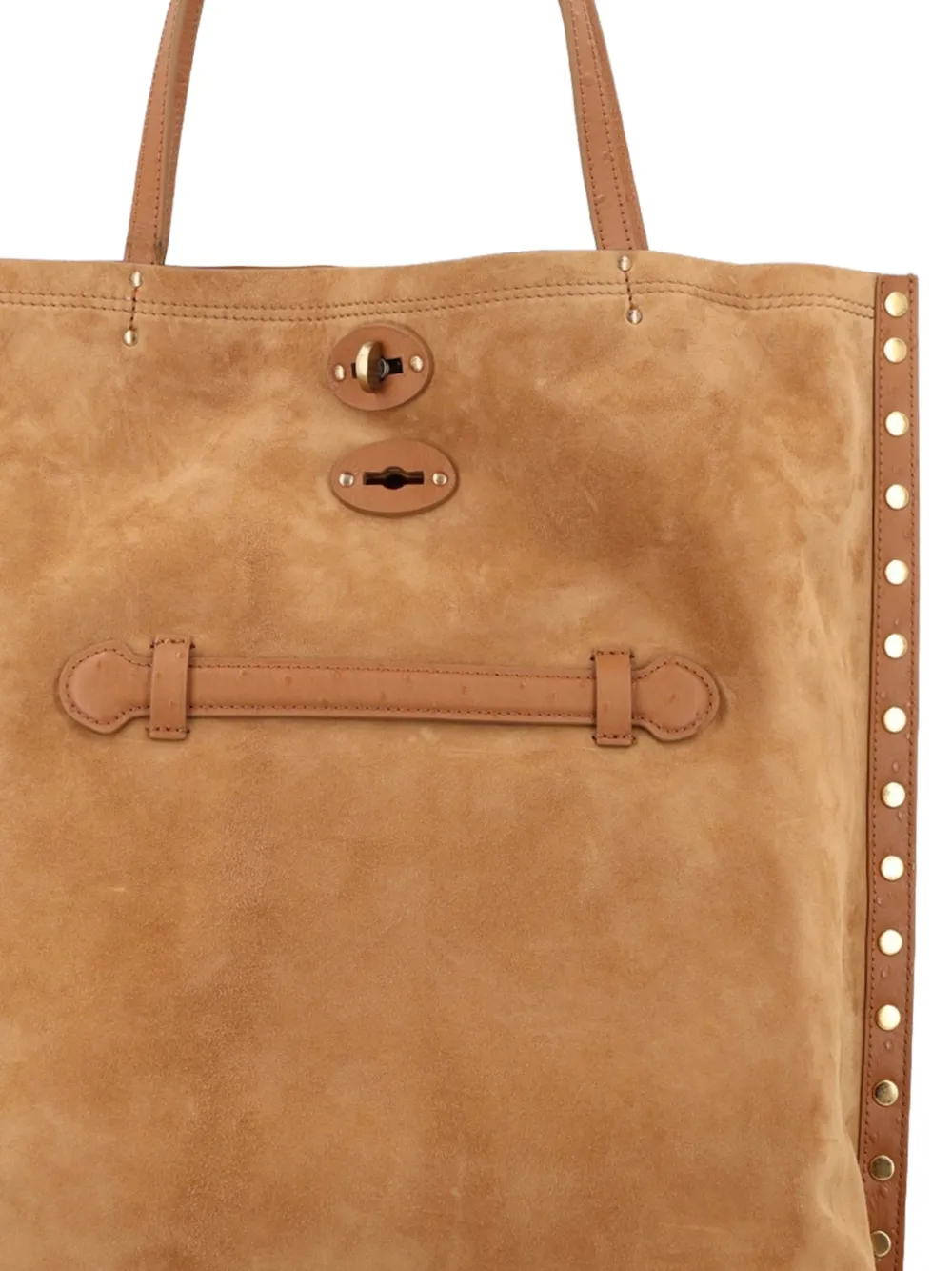 Zanellato Suède shopper met studs Beige