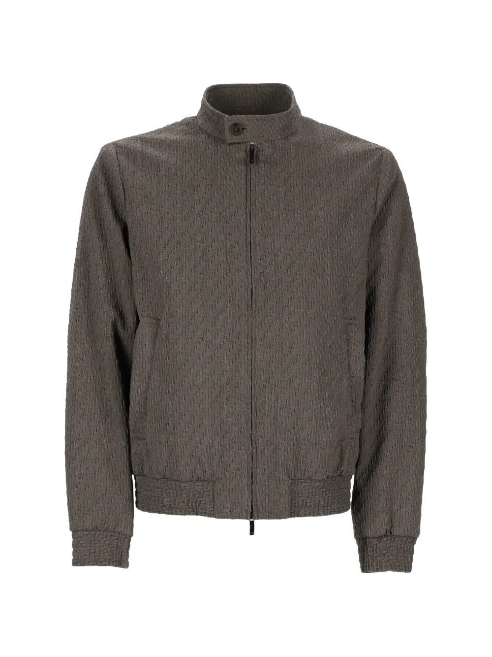 Emporio Armani textured zip-up jacket - Braun