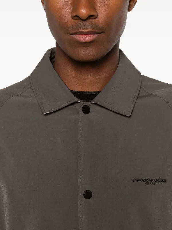 Emporio Armani logo-embroidered raglan-sleeve Jacket | Brown