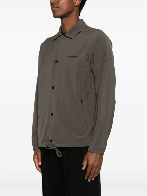 Emporio Armani logo-embroidered raglan-sleeve Jacket | Brown