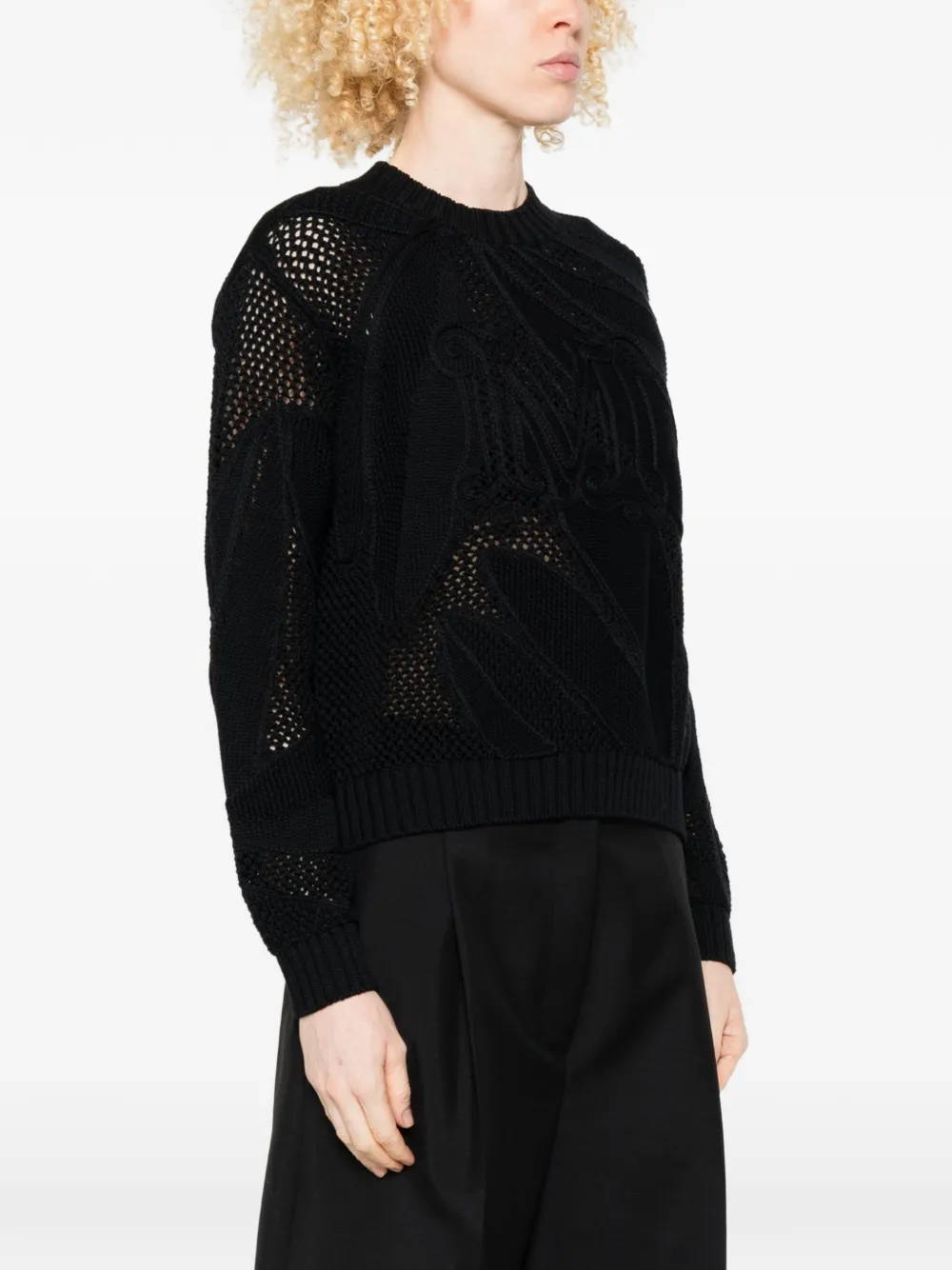  Max Mara Pull à Design Ajouré - Noir 