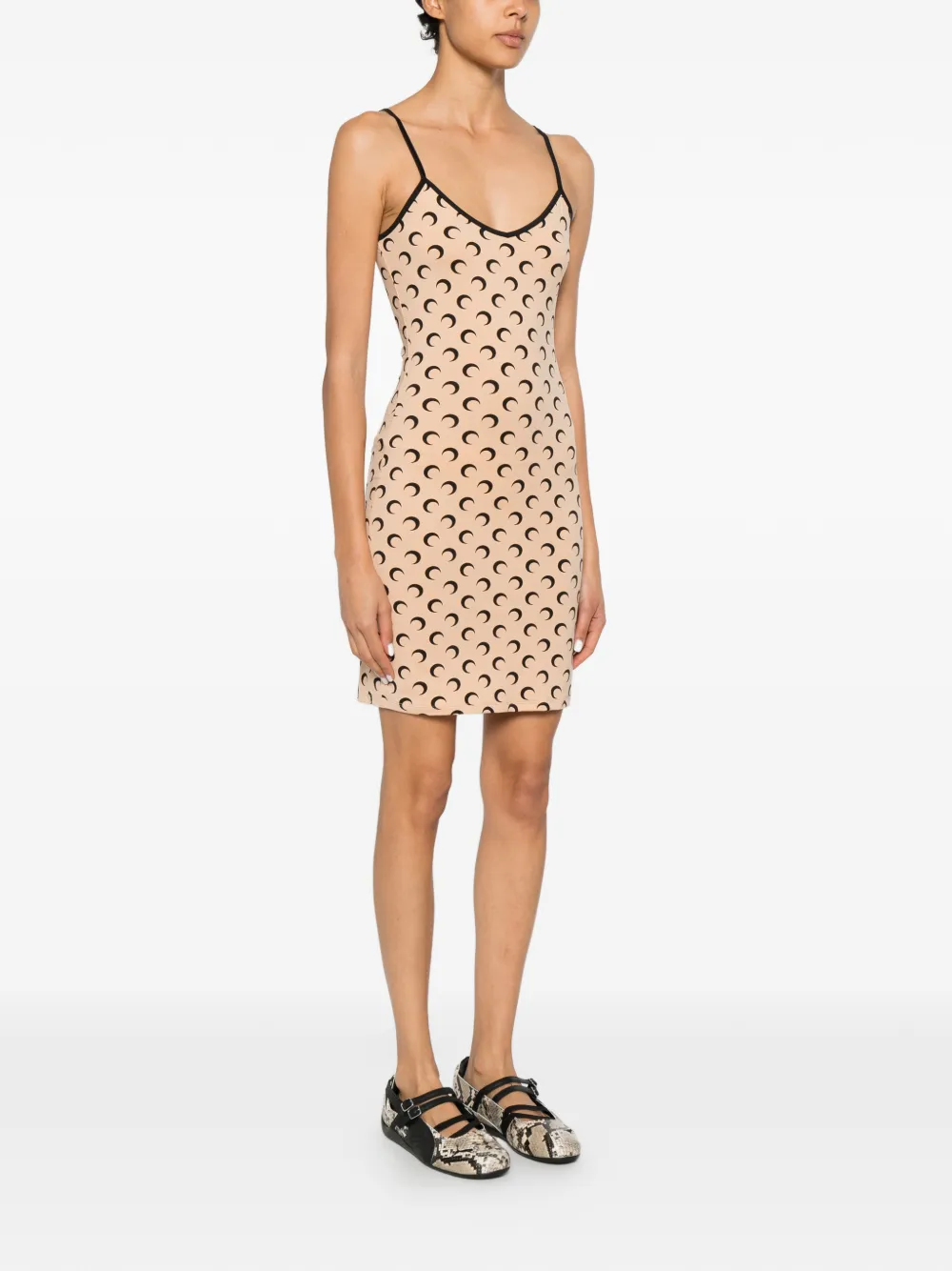 Marine Serre Mini-jurk met maanprint Beige