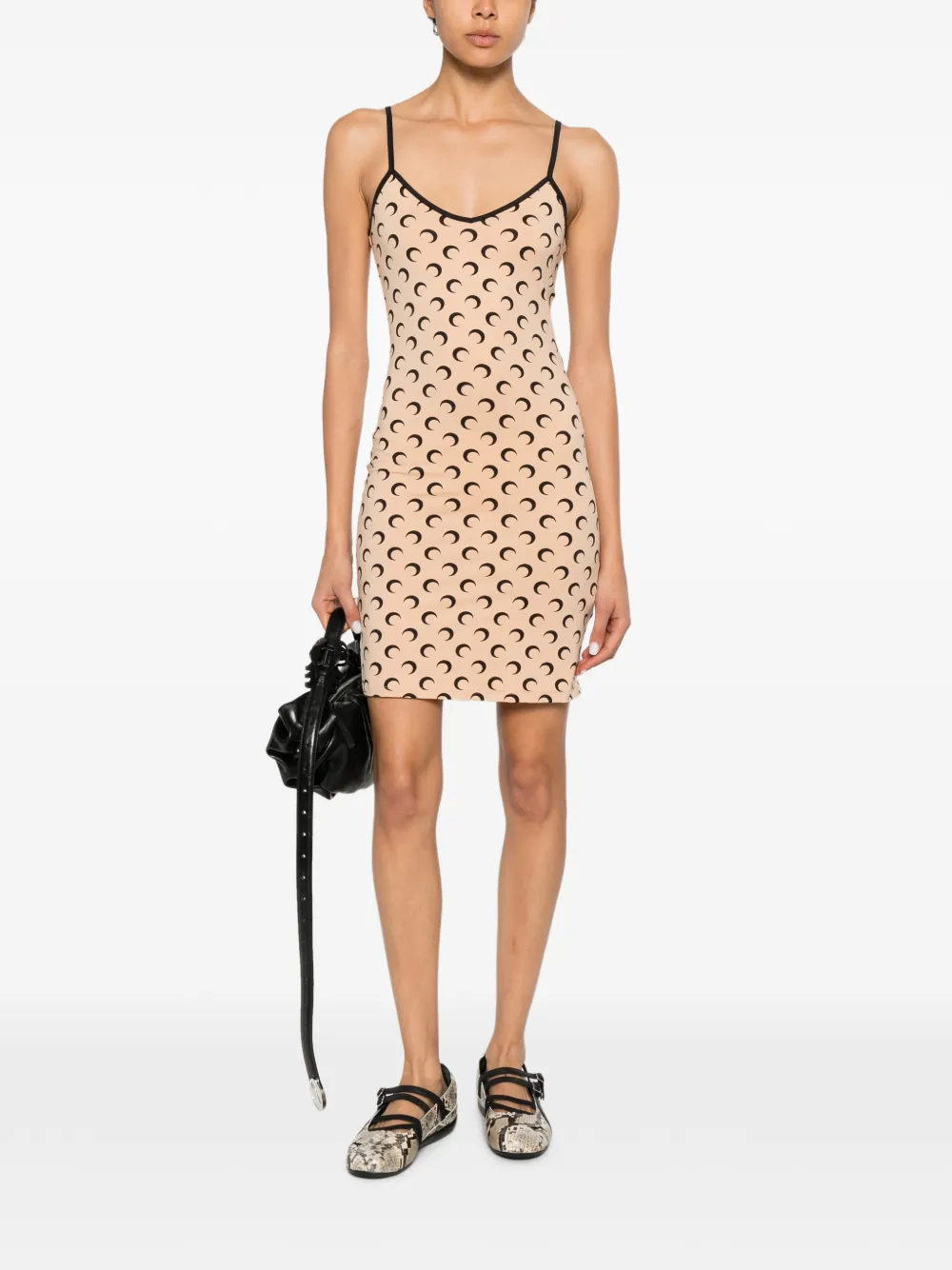 Marine Serre Mini-jurk met maanprint Beige