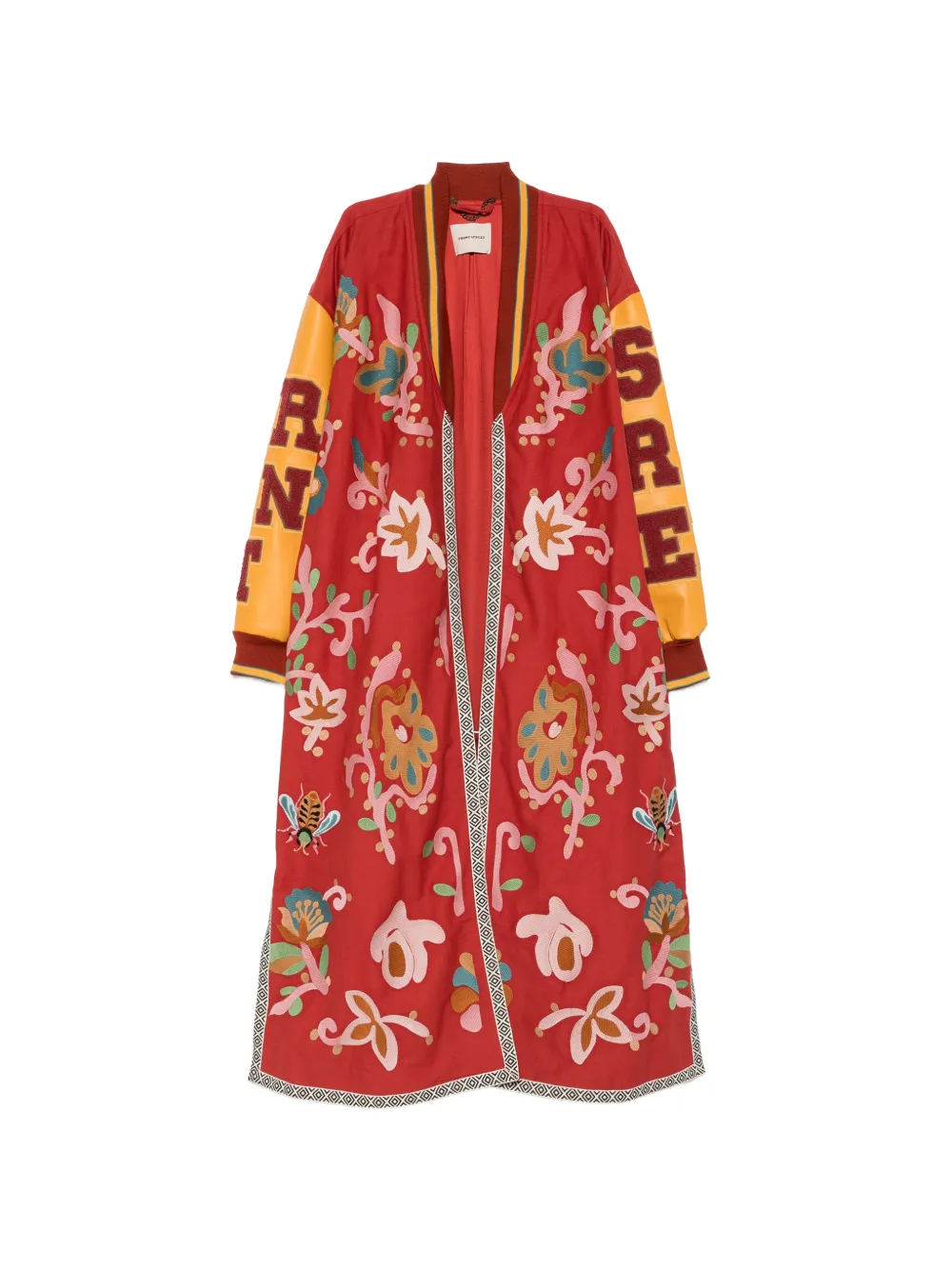 FRONT STREET 8 floral-embroidered coat - Rosso