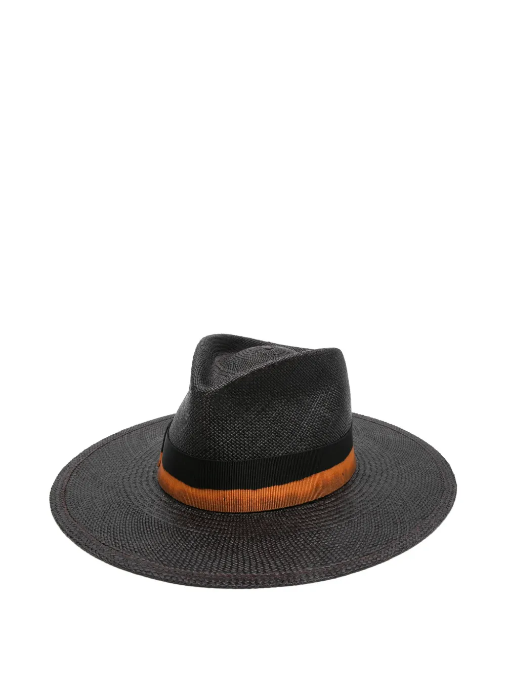 Borsalino bow-embellishment straw fedora hat - Nero