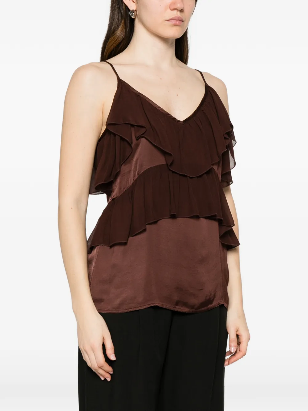  Dixie Blusa Con Ruches - Marrone 