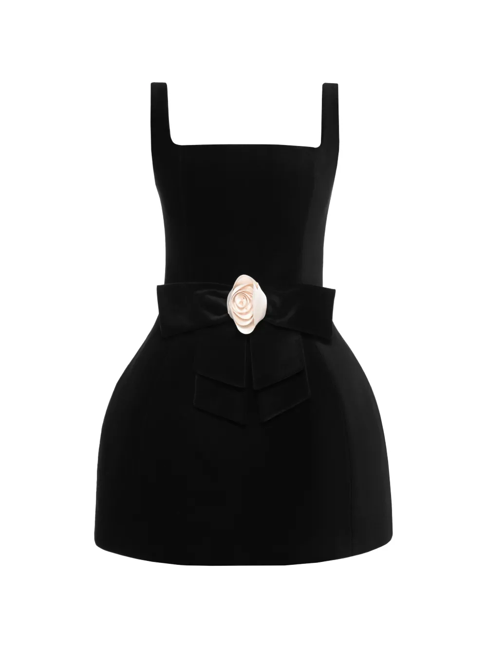 Anouki Rose-appliqué Mini Dress In Black