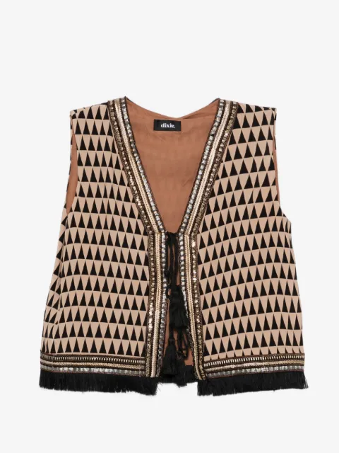 DIXIE blusa bordada con lentejuelas y estampado geométrico