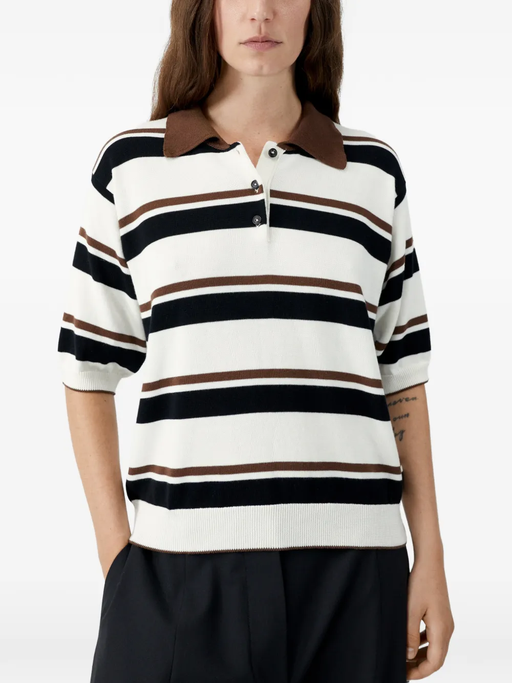 Cordera striped polo top - Bianco