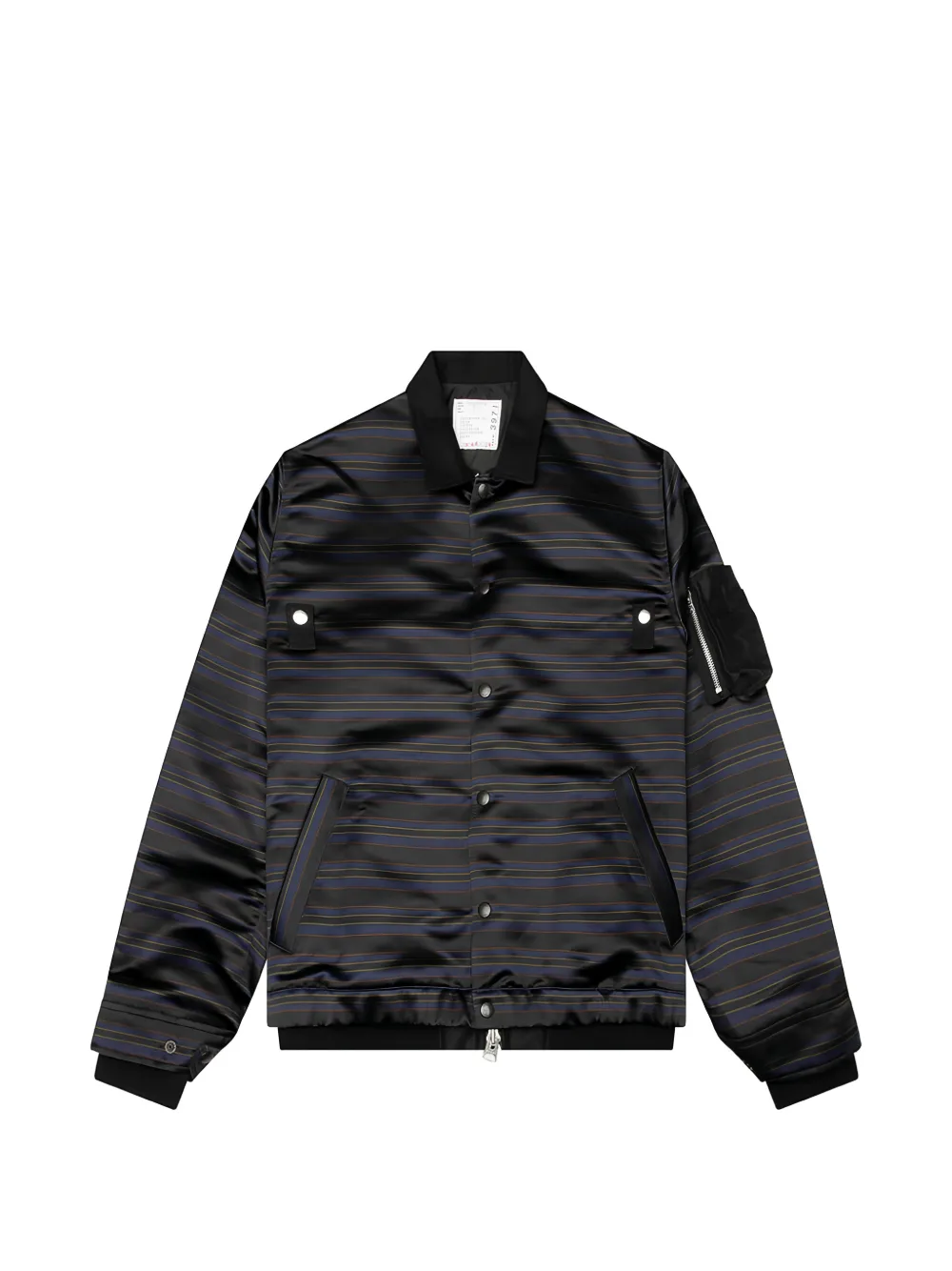 sacai striped bomber jacket - Black