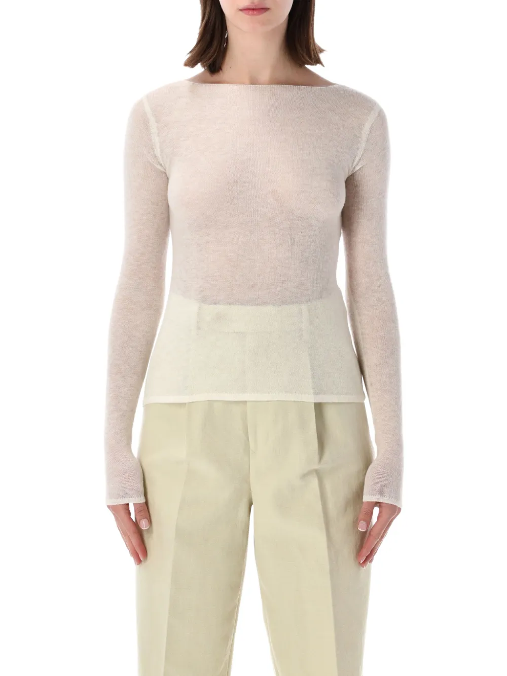 Auralee Sheer Cashmere Sweater In Neutral