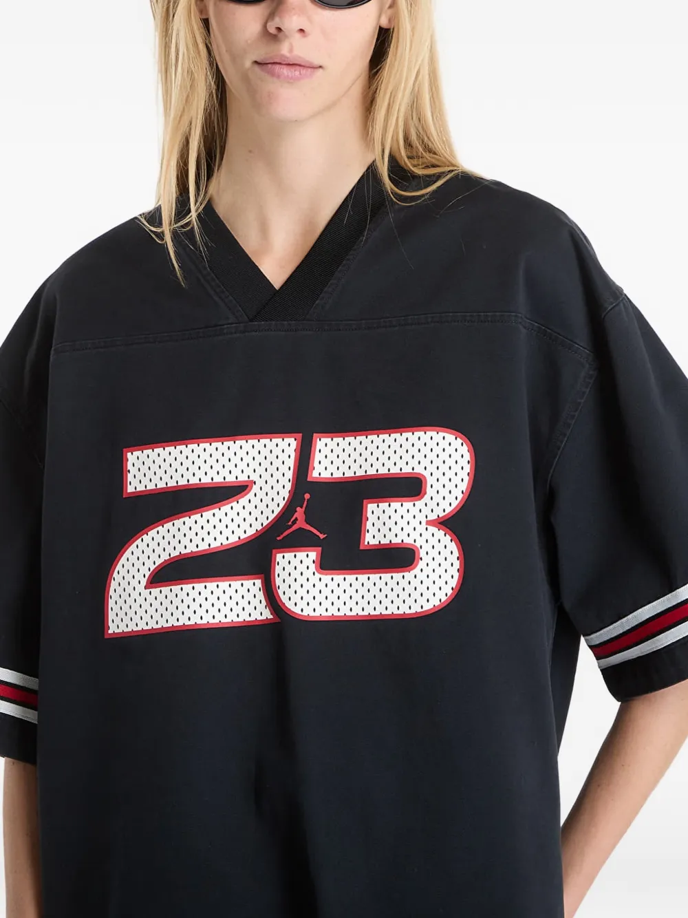 Jordan Flight jersey top met V-hals Zwart