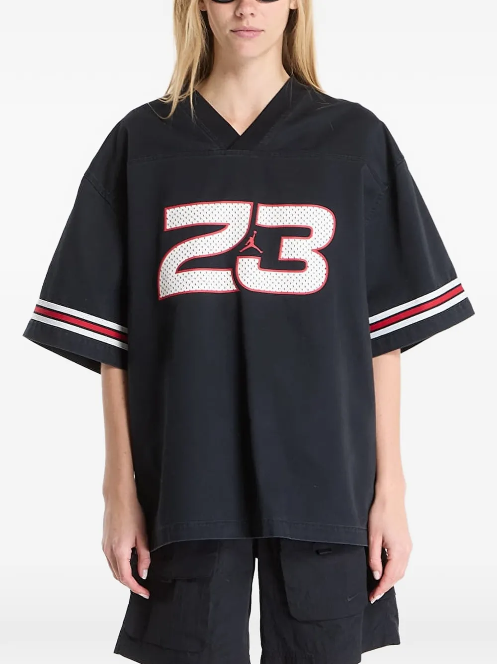 Jordan Flight jersey top met V-hals Zwart