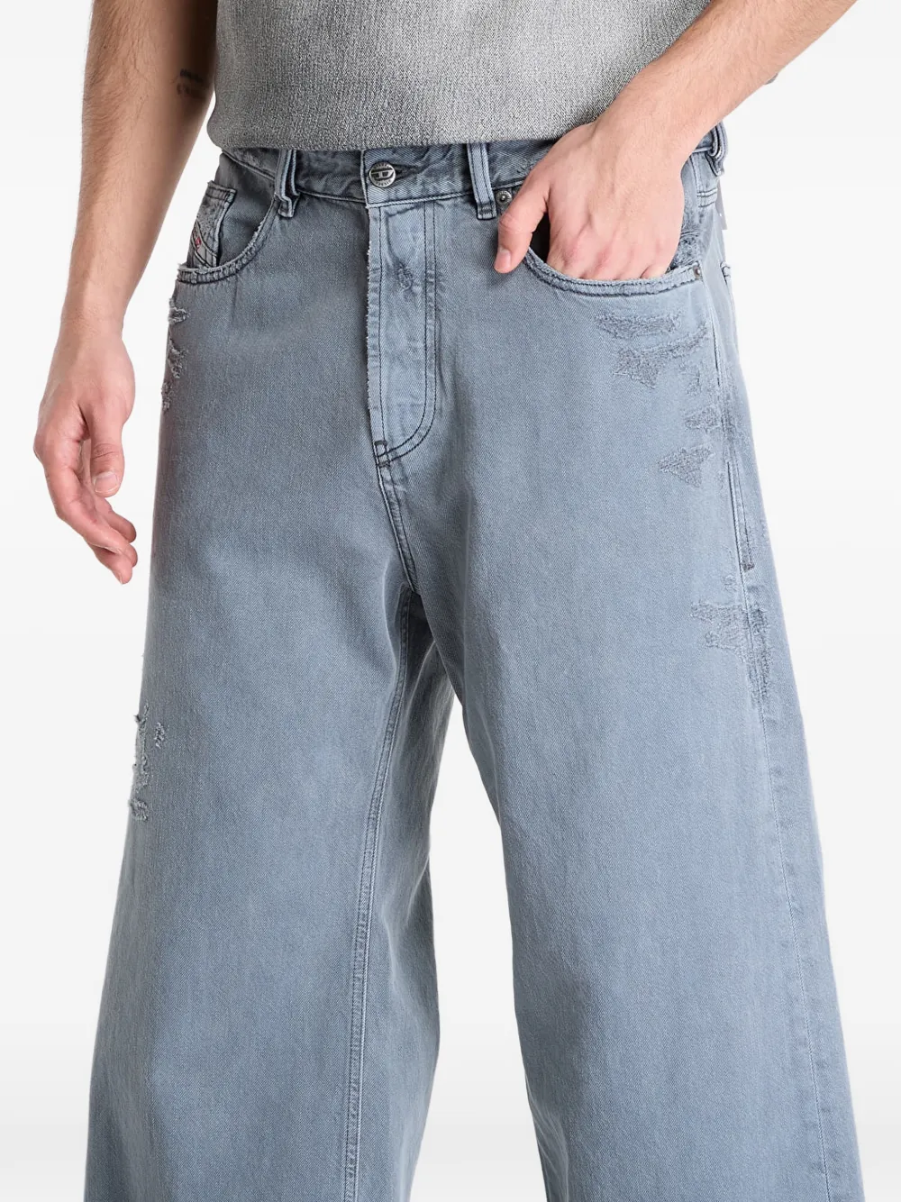 Diesel D-Rise gerafelde jeans Blauw