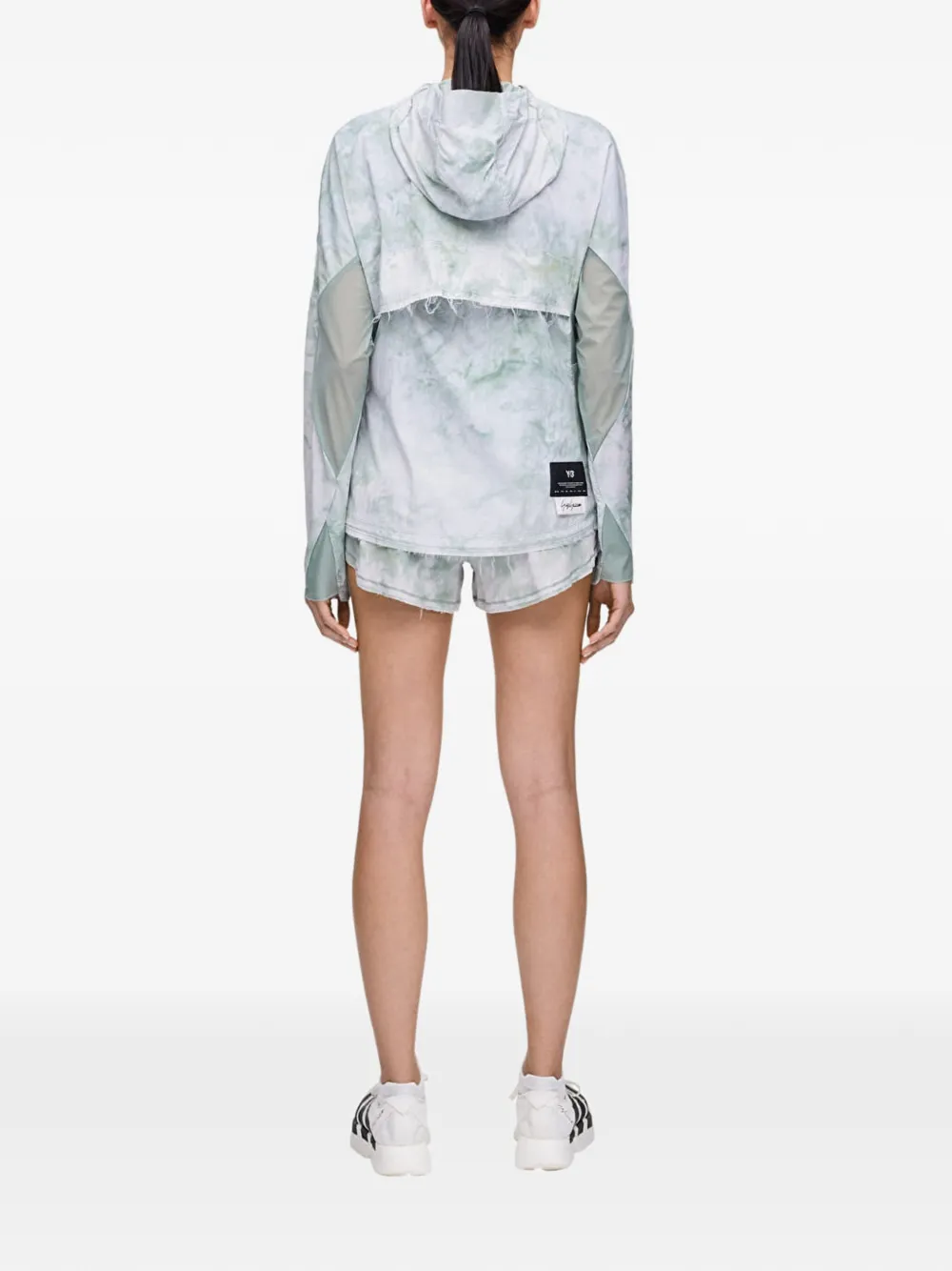 Y-3 AOP jack met tie-dye print en capuchon Wit
