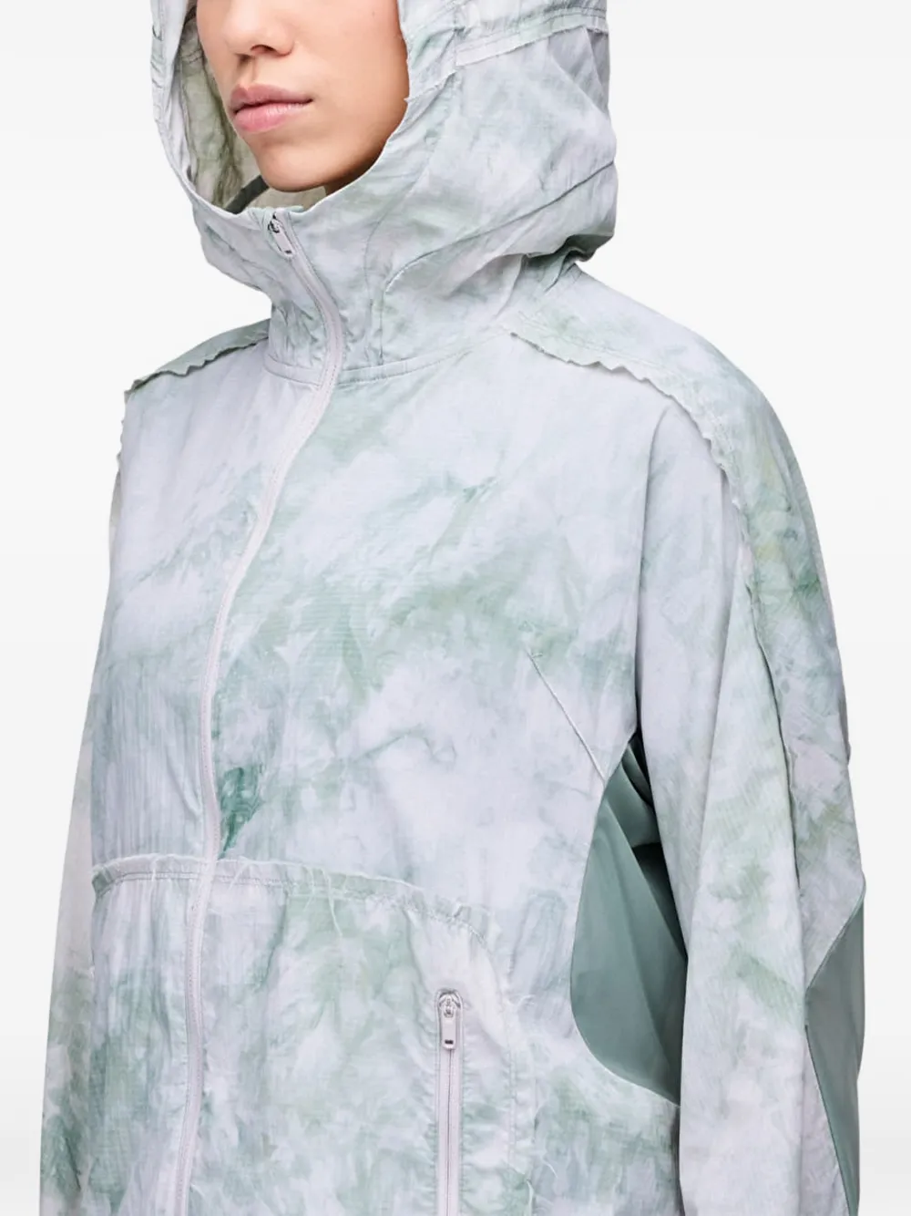 Y-3 AOP jack met tie-dye print en capuchon Wit