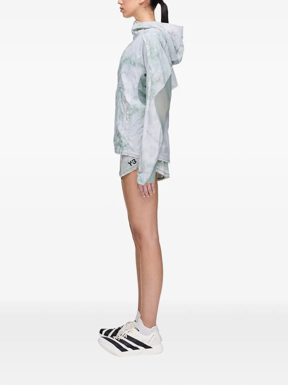 Y-3 AOP jack met tie-dye print en capuchon Wit