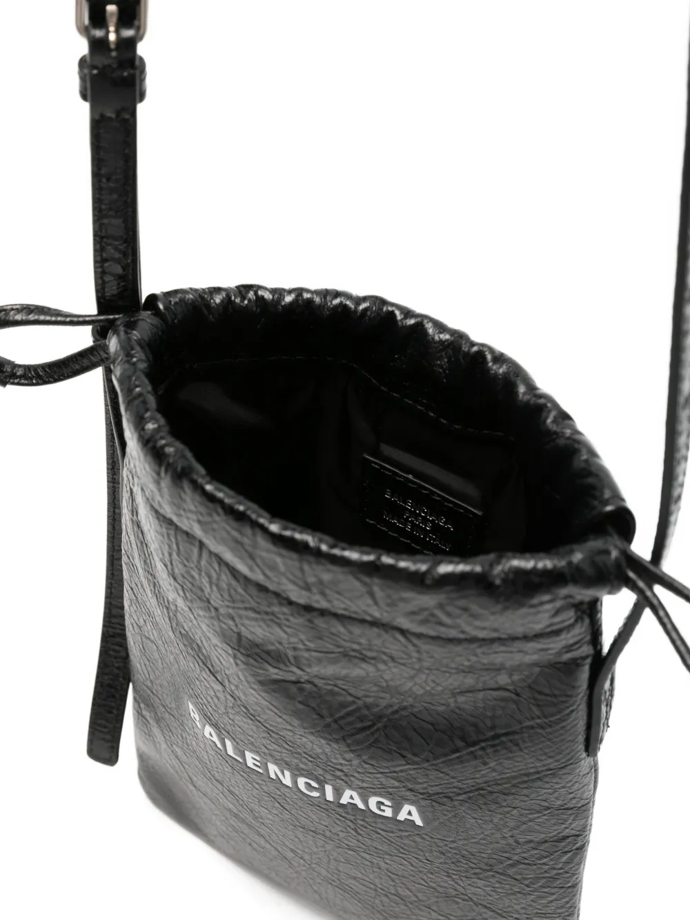 Balenciaga Shopper telefoonhouder met trekkoord Zwart