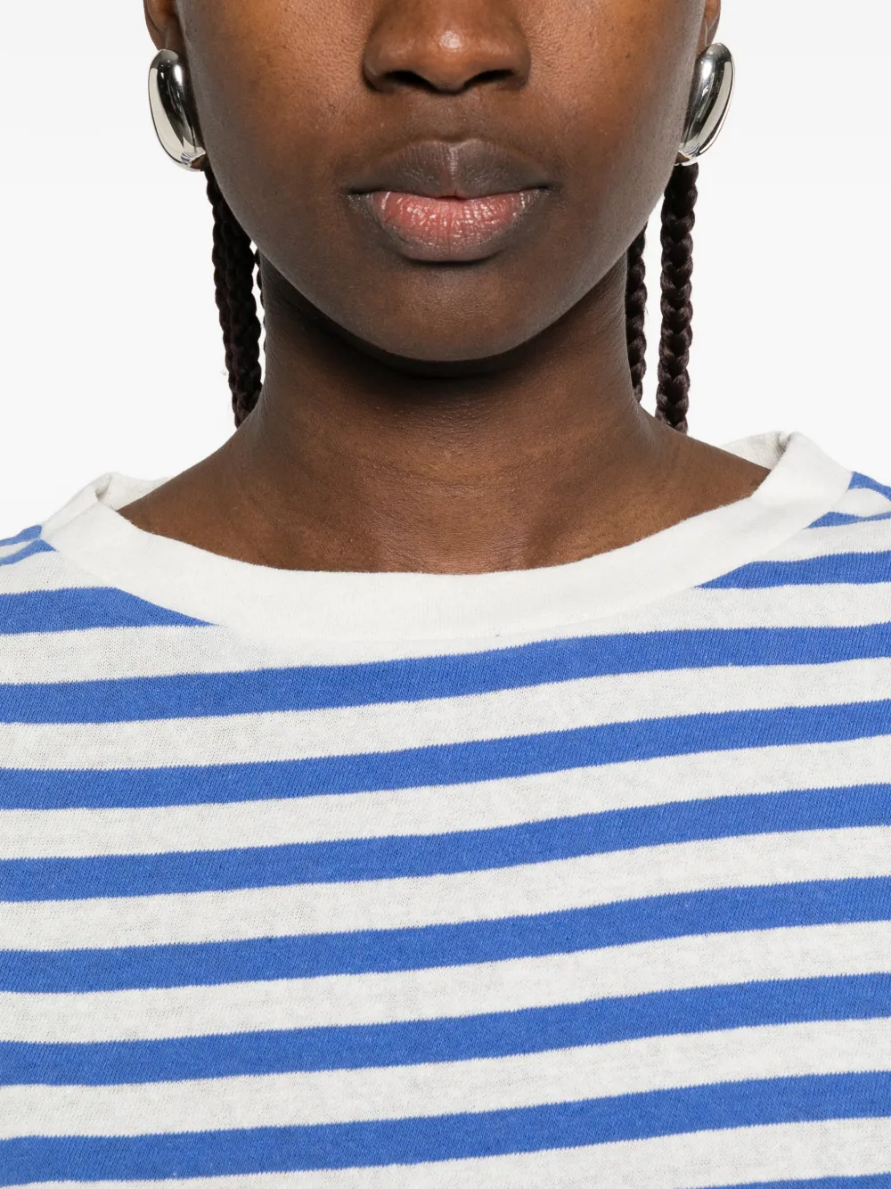 Majestic Filatures Gestreepte top met boothals Blauw