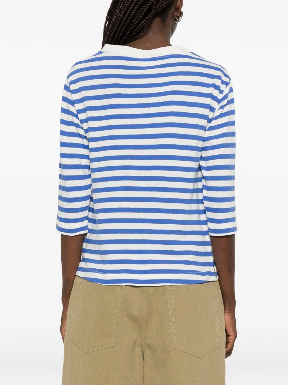 Majestic Filatures Gestreepte top met boothals Blauw