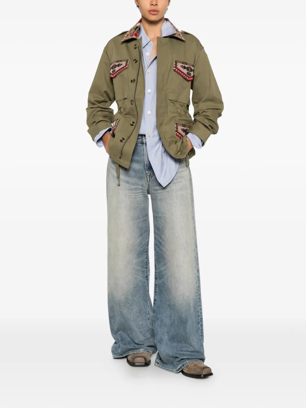 FRONT STREET 8 drawstring-waist jacket - Verde