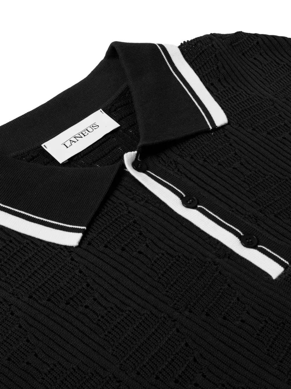 Laneus Opengebreid poloshirt Zwart