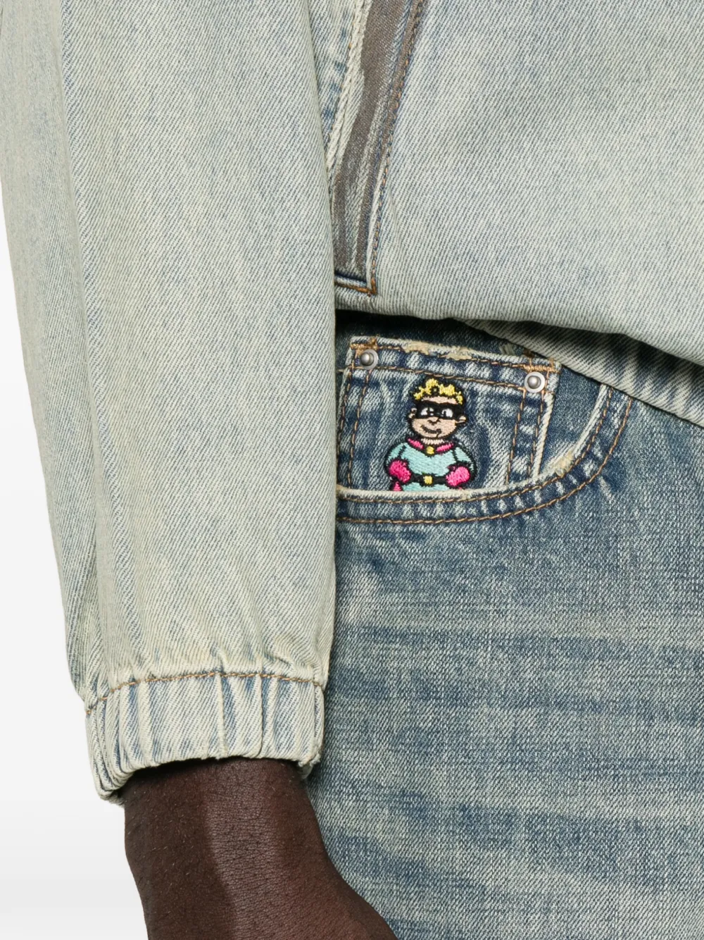 KidSuper Jeans met vogelpatch Blauw