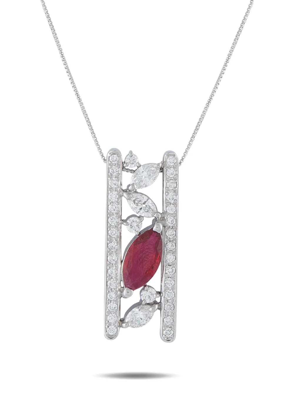 LB Exclusive pendant diamond and ruby necklace - Argento