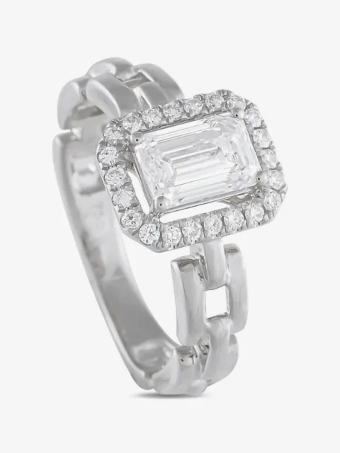 LB Exclusive ring med firkantede led og smaragdsleben diamant