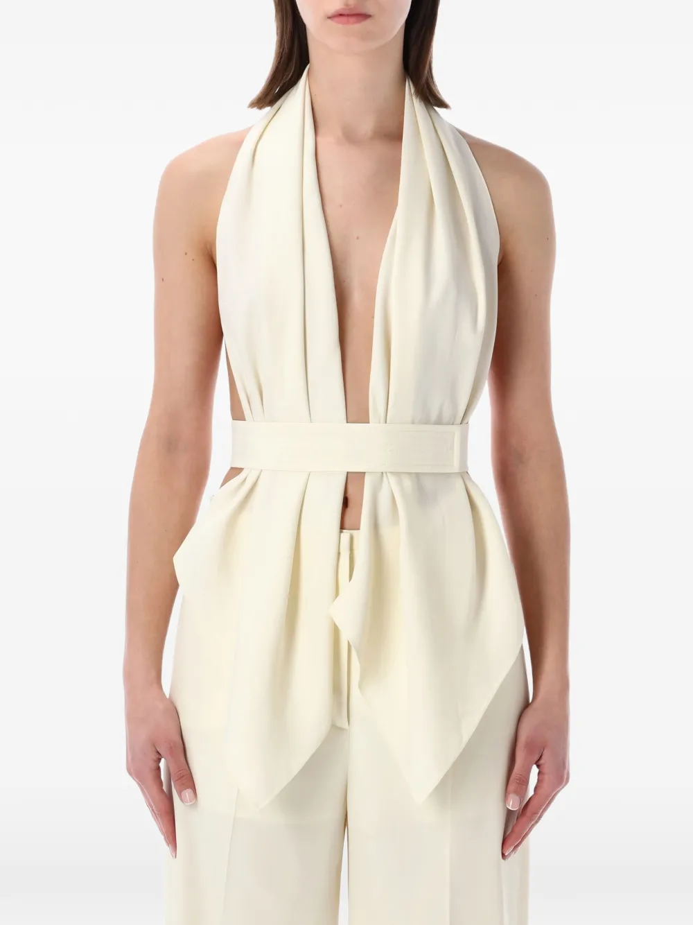 Alberta Ferretti halterneck belted top - Toni neutri