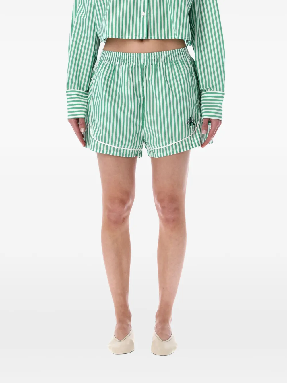 Calvin Klein striped pyjama shorts - Grün
