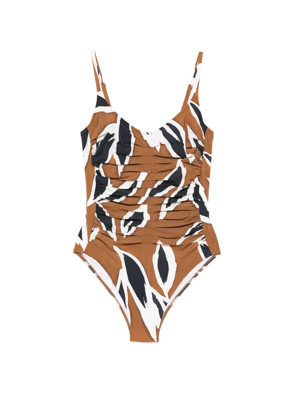 Maryan Mehlhorn Nomade leaf-print swimsuit - Braun