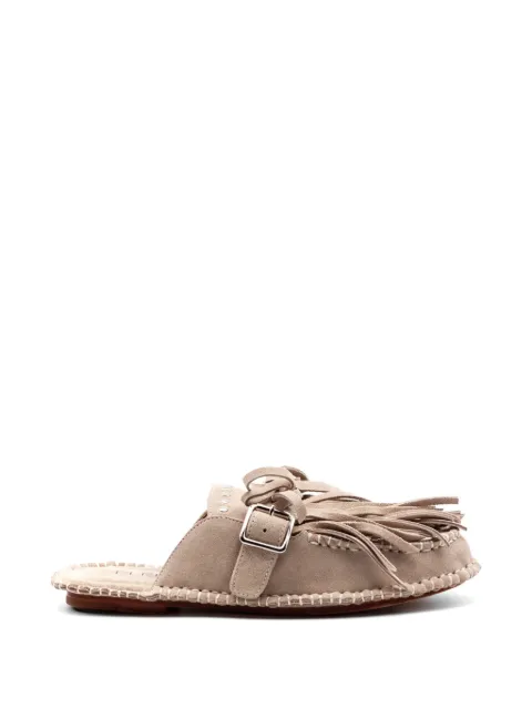Elena Iachi fringing buckle mules