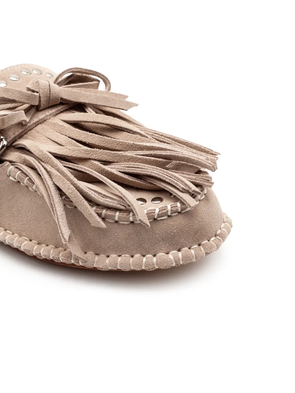 Elena Iachi Muiltjes met franje en gesp Beige