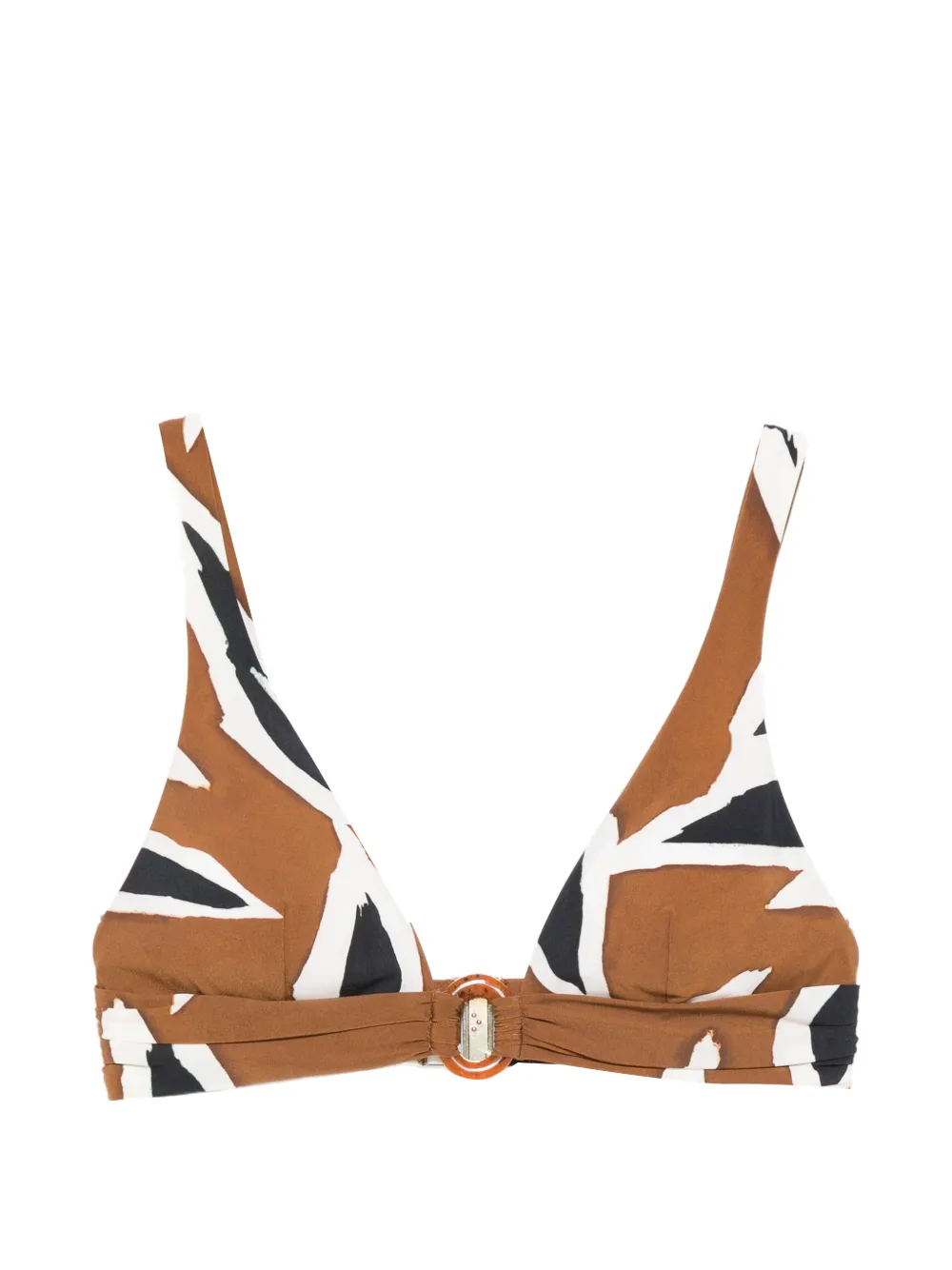 Maryan Mehlhorn abstract-print buckle bikini top - Braun