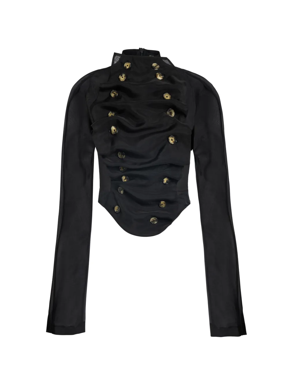 A.W.A.K.E. Mode bib-front structured blouse - Nero
