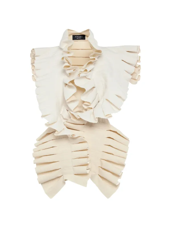 A.W.A.K.E. Mode Ruffled Top in Neutrals
