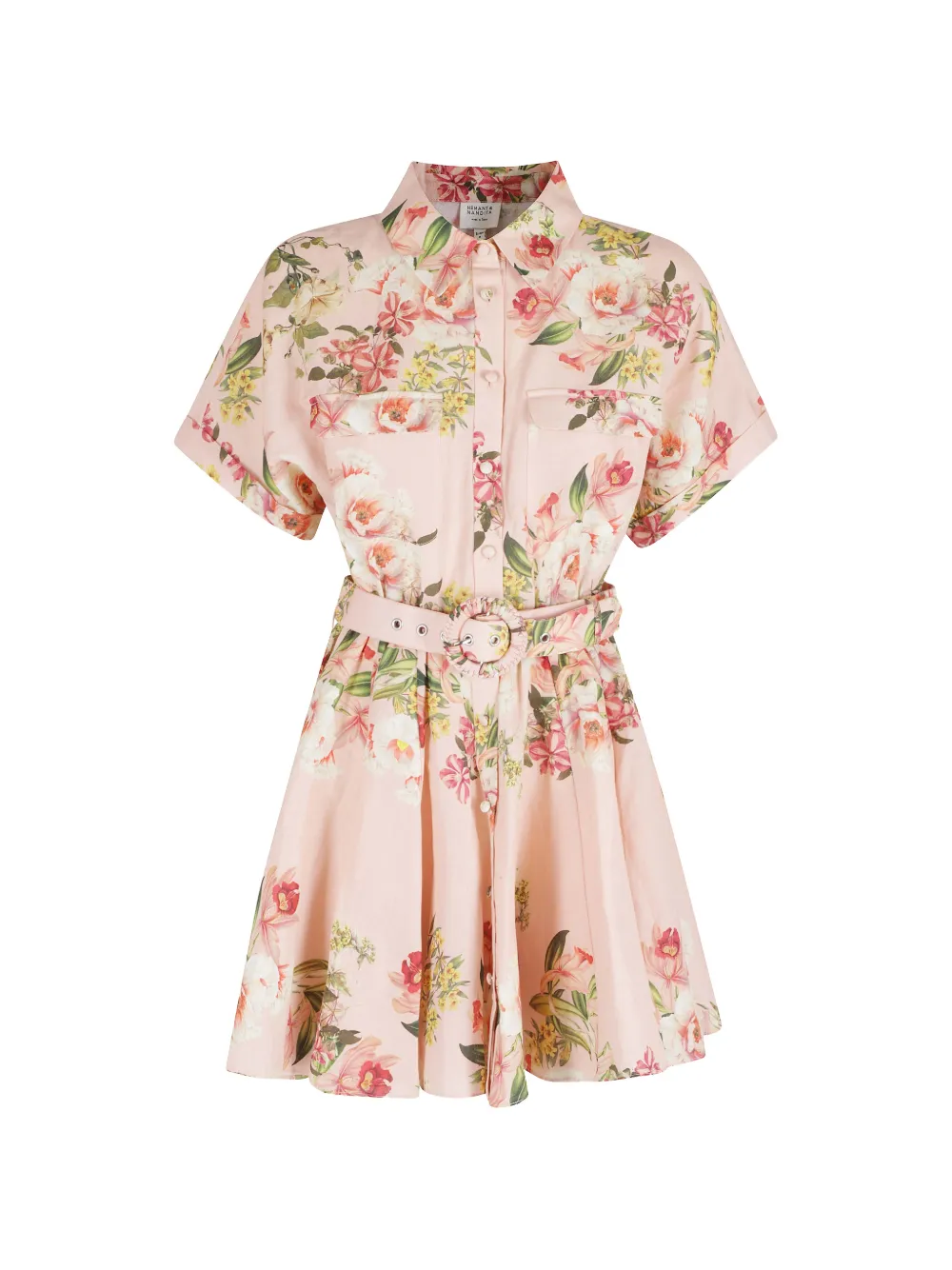 Hemant And Nandita floral-belted shirt dress - Rosa