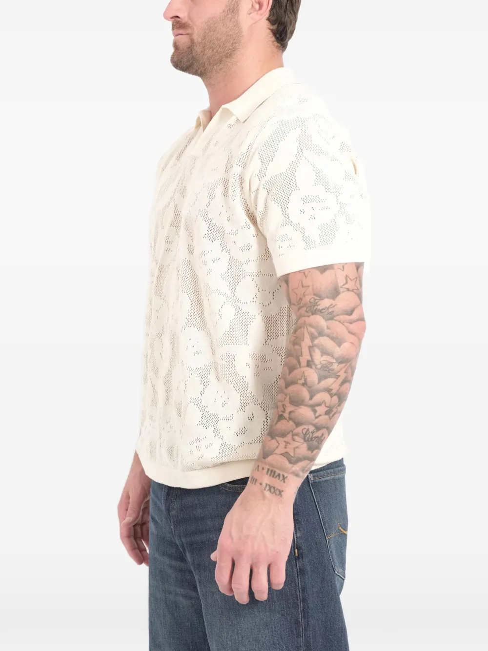 NN07 Ryan open T-shirt met bloemenprint Beige