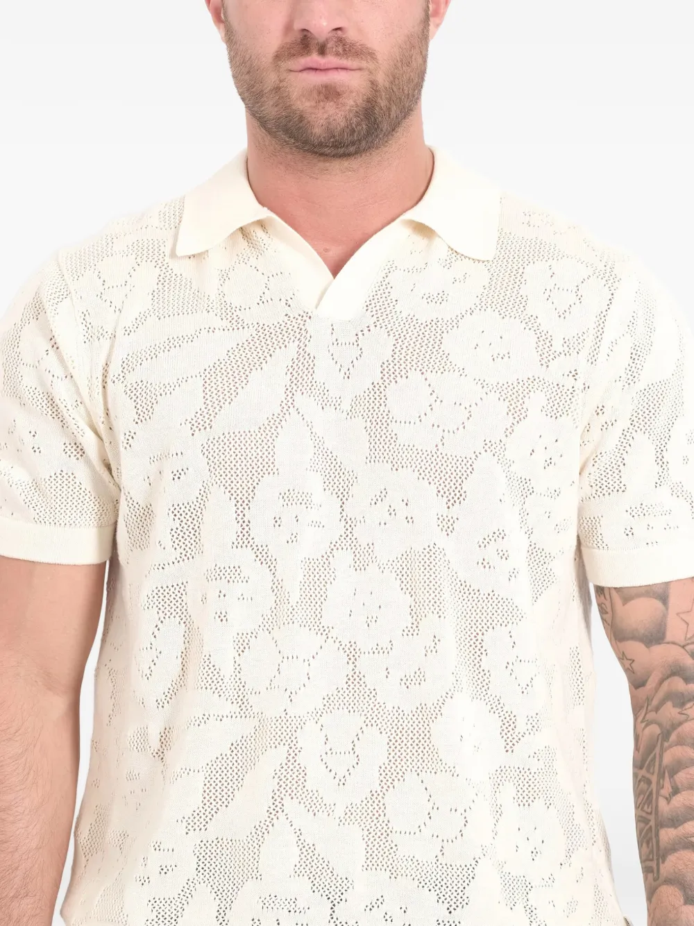 NN07 Ryan open T-shirt met bloemenprint Beige