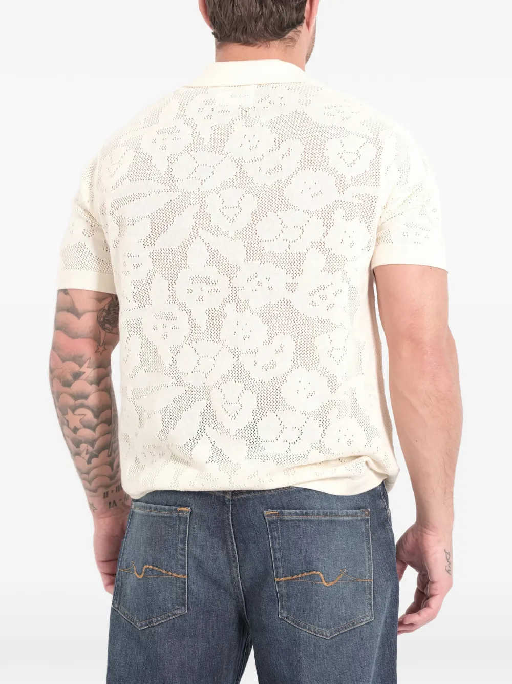 NN07 Ryan open T-shirt met bloemenprint Beige